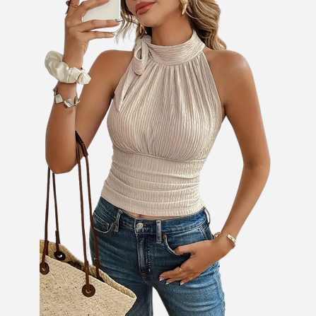 Elani | Riviera geplooide halternektop