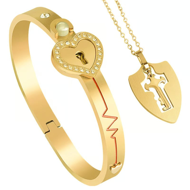 Linked Affection™ | Slotenarmband en Sleutelketting Set