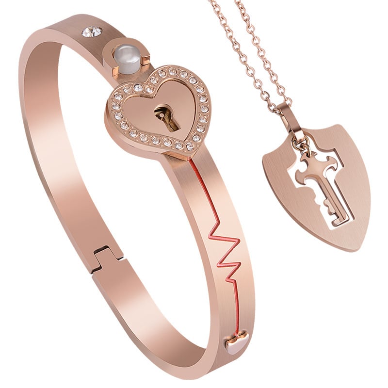 Linked Affection™ | Slotenarmband en Sleutelketting Set