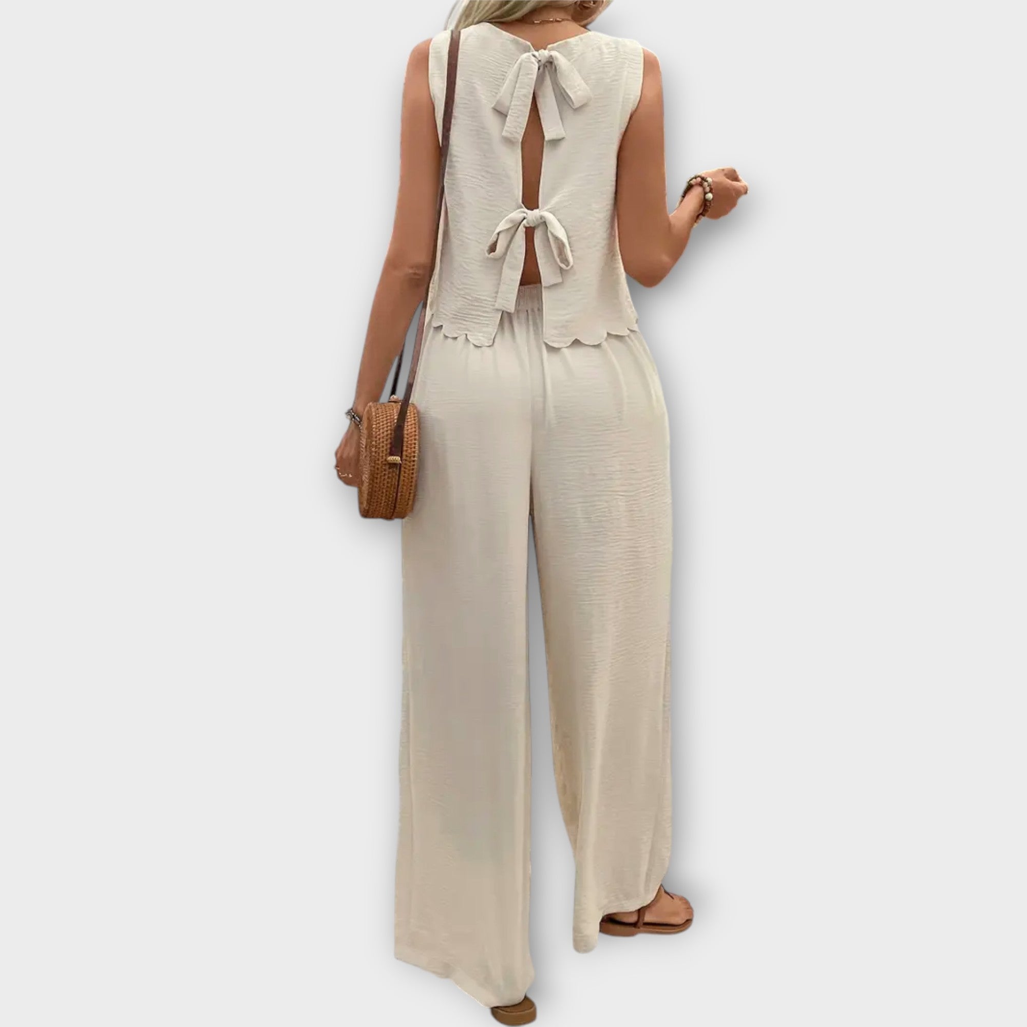 Soraya | Elegante tweedelige set met bloemenrand