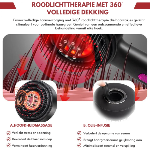 RootSoothe™ | Roodlicht Therapie Borstel + Gratis Haargroei Olie