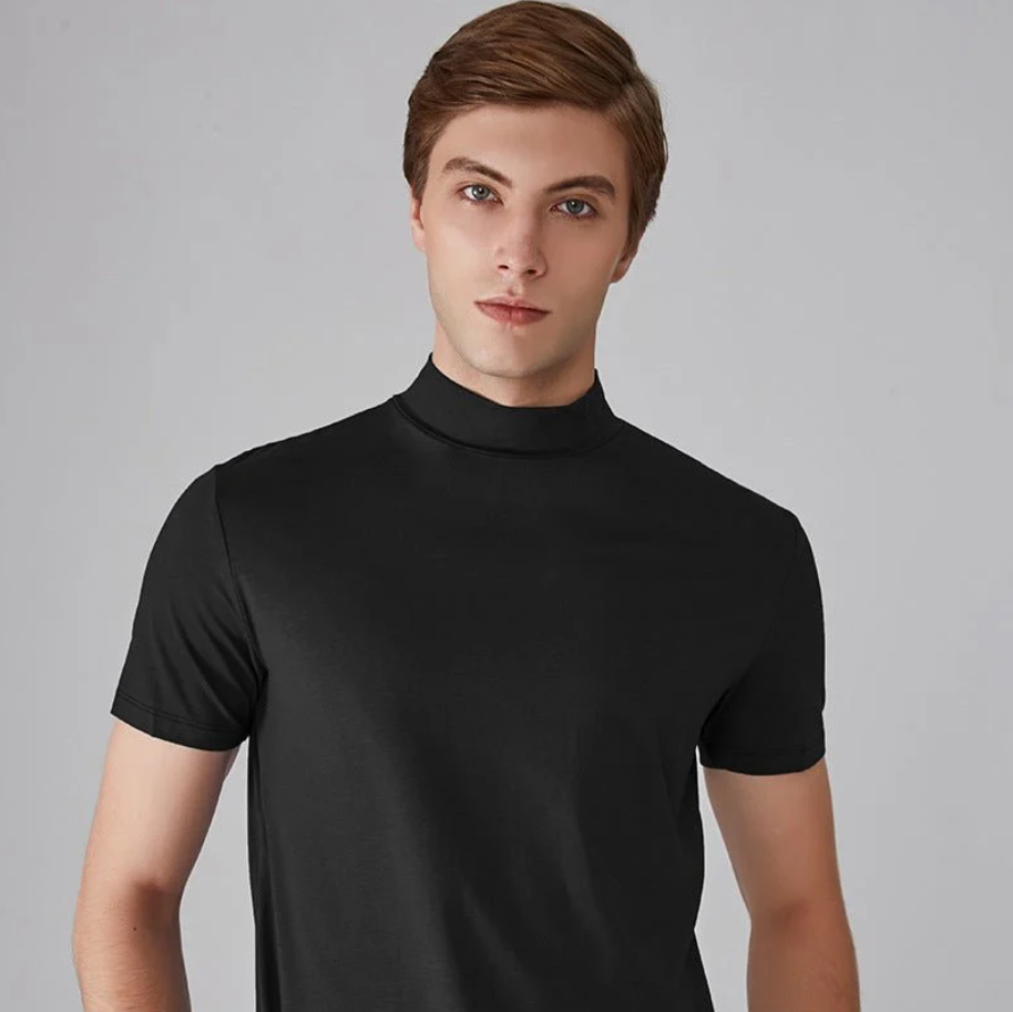 🔥Slim fit heren T-shirt met Opstaande Kraag