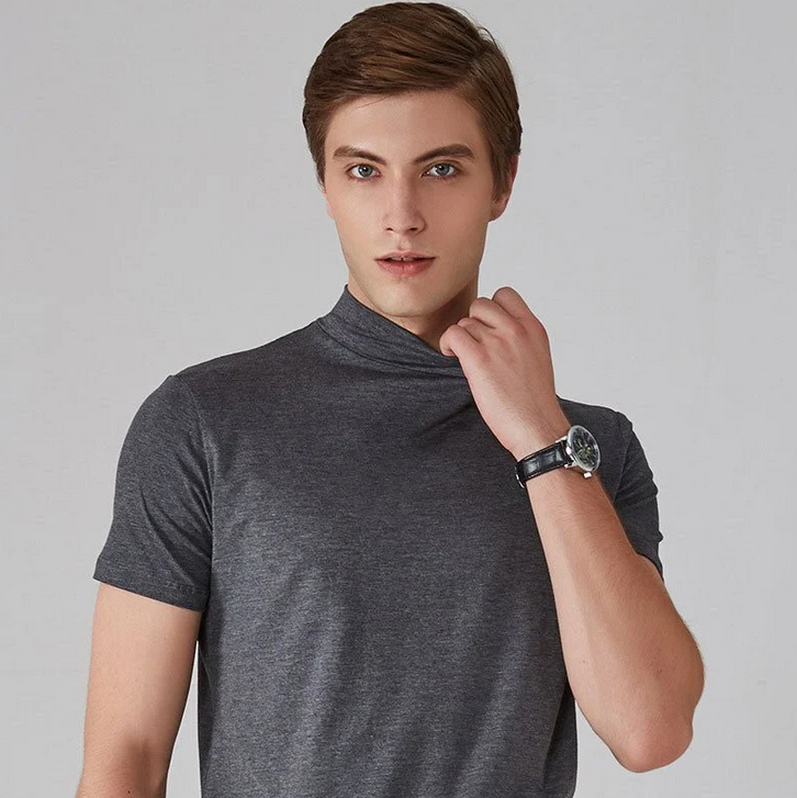 🔥Slim fit heren T-shirt met Opstaande Kraag