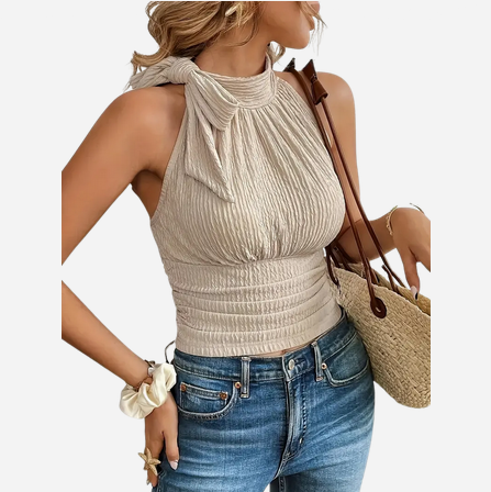 Elani | Riviera geplooide halternektop