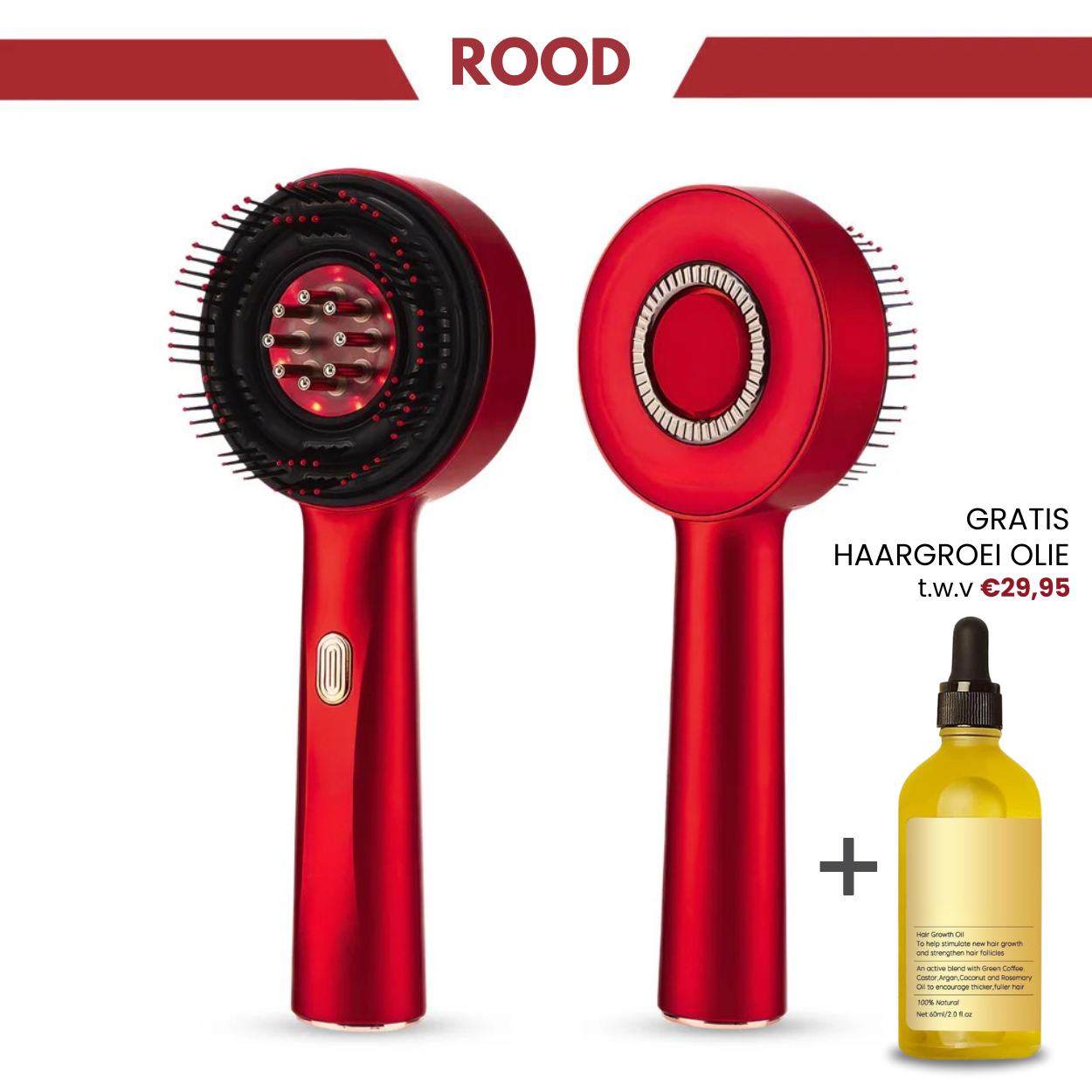 RootSoothe™ | Roodlicht Therapie Borstel + Gratis Haargroei Olie